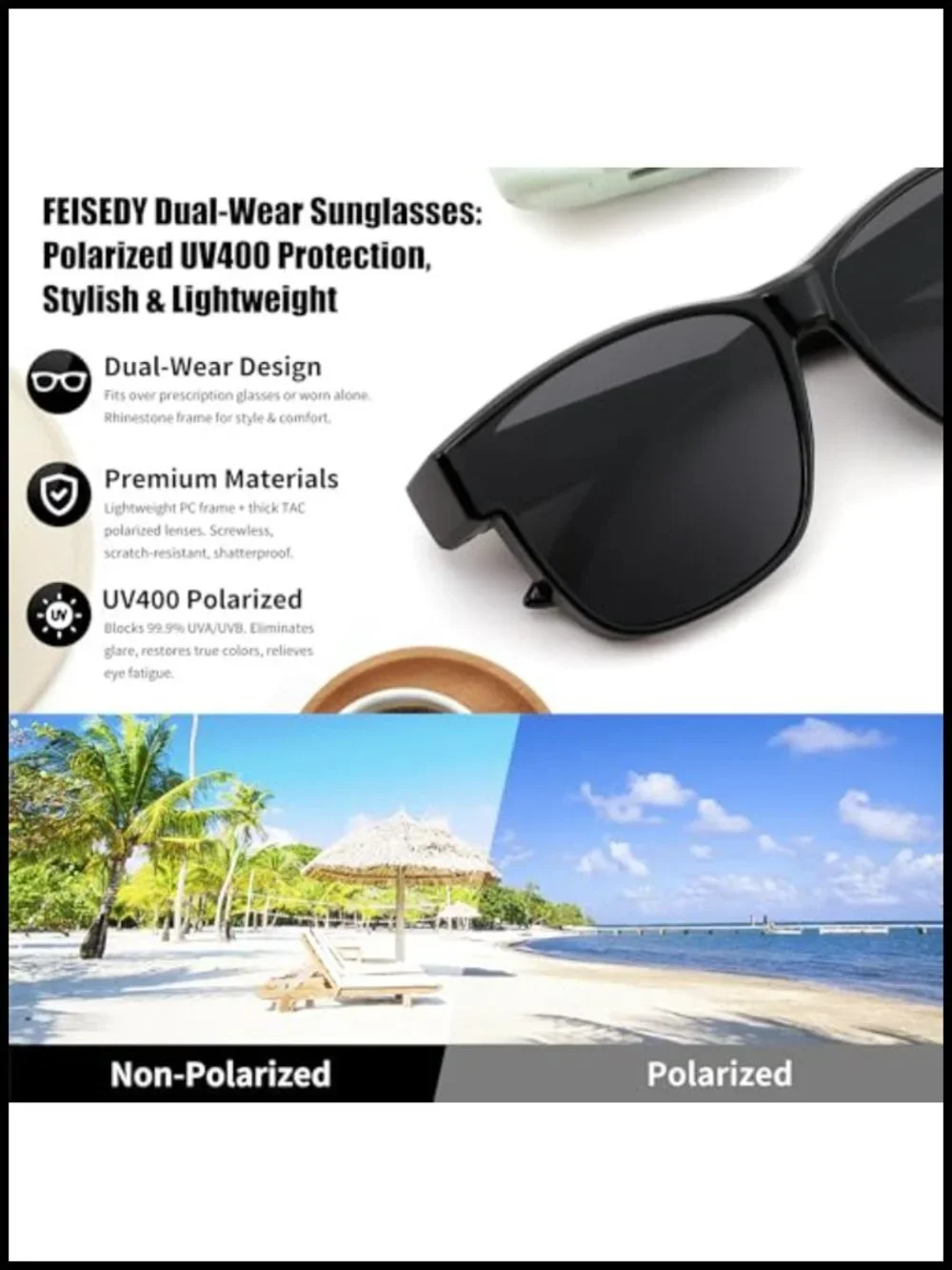 Large Fit Over Glasses Polarized Oversized Square Sun Glasses UV400 Protection